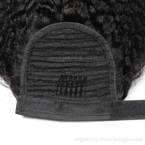 Wholesale straight private label clip in ponytail hair extensions, raw cuticle aligned brazilian clip in ponytail hair pieces
